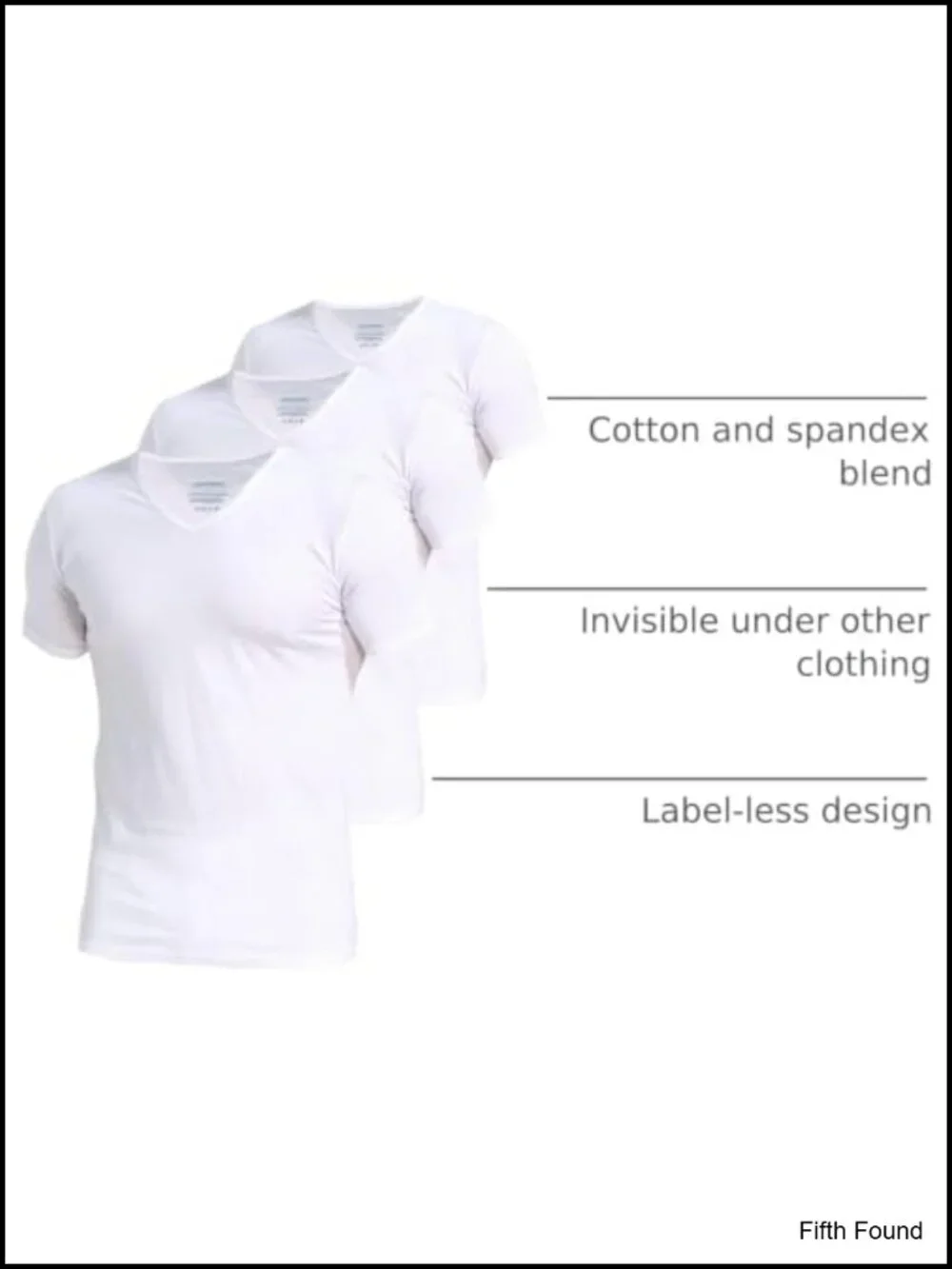Men's 3-Pack Cotton Spandex V-Neck Undershirts Stretchy Long Hem